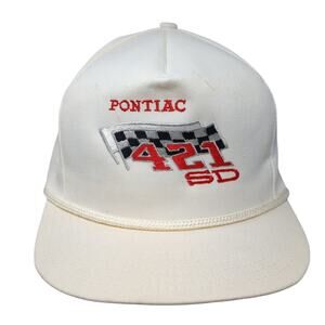 Pontiac 421 SD Slideback Rope Hat White One Size Adjustable Leather Strap